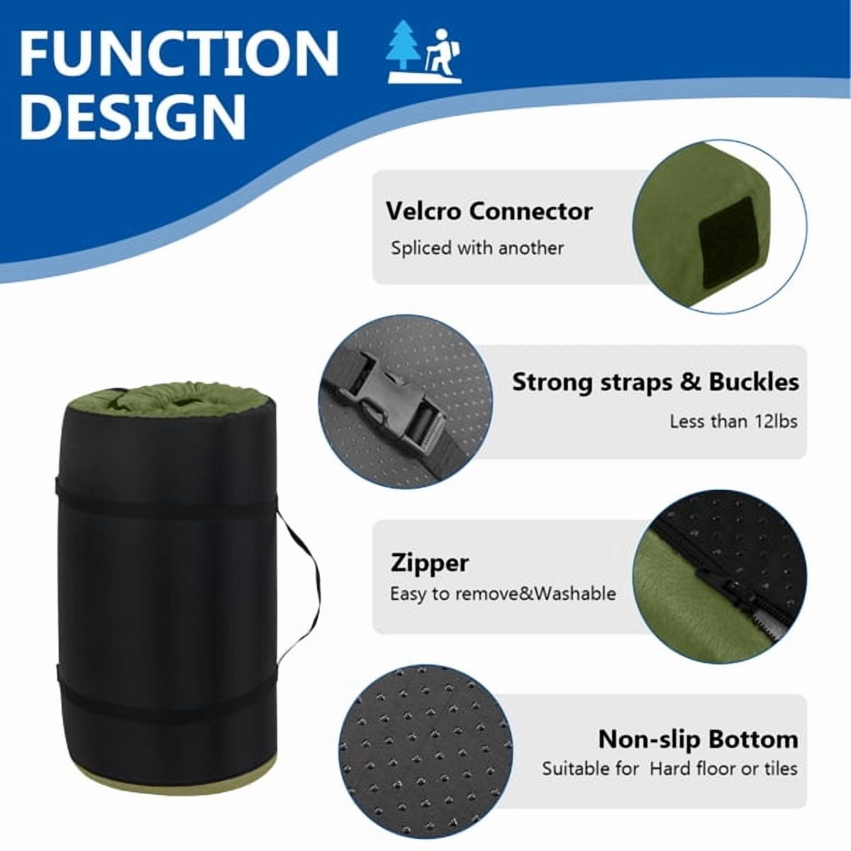 Alvantor 2.5 Inch Memory Foam Floor Mattress, Roll up Sleeping Pad with Carry Bag, Portable Guest Bed, Army Green, 75 x 30 in