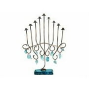 Judaica Kingdom DF-HM-LG-17 Copper Tube and Glass Menorah Ornamented with hanging glass jewels