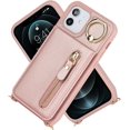 thumbnail image 4 of iPhone 12 Mini Case with Card Holder for Women, iPhone 12 Mini Phone Case Wallet with Strap Credit Card Slots Crossbody with Kickstand Zipper Case for iPhone12mini - Rose Gold, 4 of 16