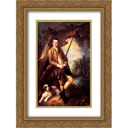 Amber Springs Santa Thomas Gainsborough 2x Matted 20x24 Gold Ornate Framed Art Print 'William Poyntz of Midgham and his Dog Amber ' ()