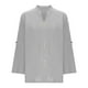 thumbnail image 4 of Vestidos Casuales Para Mujer, Blusas De Mujer De Moda Blusa holgada de lino con cuello en V y manga larga para mujer, color liso, con botones decorativos, 4 of 6