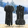 thumbnail image 2 of Stamzod Winter Gloves for Women Cold Weather Knitted Fleece Thicked Warm Gloves Black B Free Size, 2 of 7