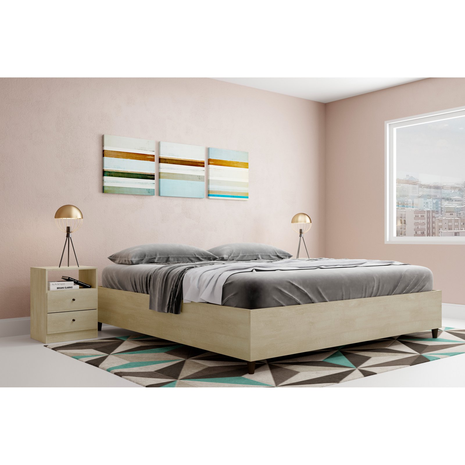 Midtown Concept Kansas Mid-Century Platform Bed with Headboard - image 5 of 11