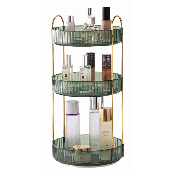 Organizador de maquillaje CESTATIVO giratorio 360°, 3 niveles, ABS verde