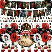 Pirates of the PriNst Caribbean Party Decorations,Birthday Party Supplies for Depp - Includes Banner, 12 Cake Toppers, 18 Balloons, 50 Stickers