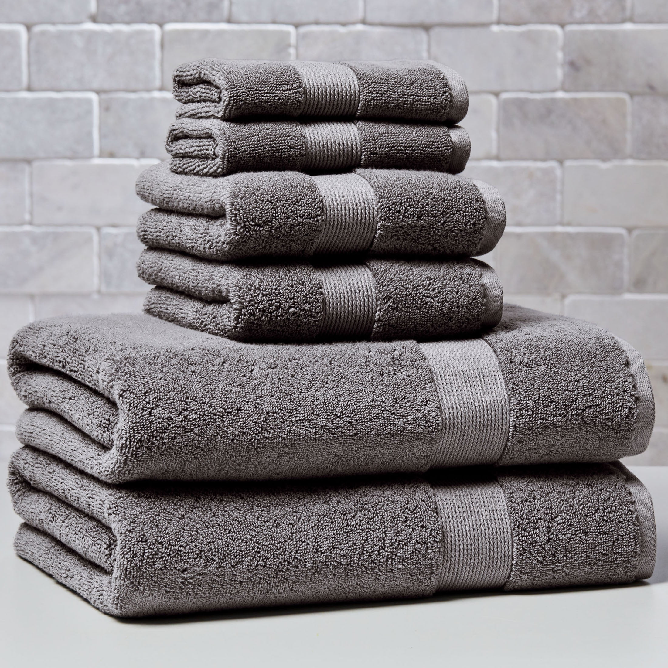 Better Homes & Gardens Signature Soft Solid Cotton 4 Piece Bath Bath Towel Set,Grey Flannel