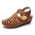 thumbnail image 6 of Sandals Women Dressy Summer Closed Toe Wedge Sandals Vintage Casual Hollow Out  Shoes, 6 of 8