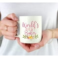 thumbnail image 3 of CTDream 11oz. Coffee Mug Gag Gift, World's Best Baker, Floral Design, 1-Pack, Beautiful Unique Flower Coffee Cup Birthday Christmas Present Ideas for Her Women Wife Sister, 3 of 6