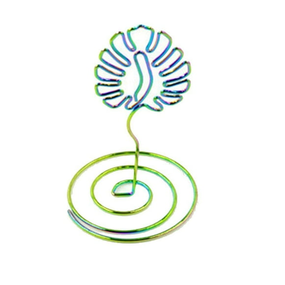 transemion Metal Plating Leaf Shape Business Card Holder Stand Desktop Decoration Gift Note Clip Office Ornaments