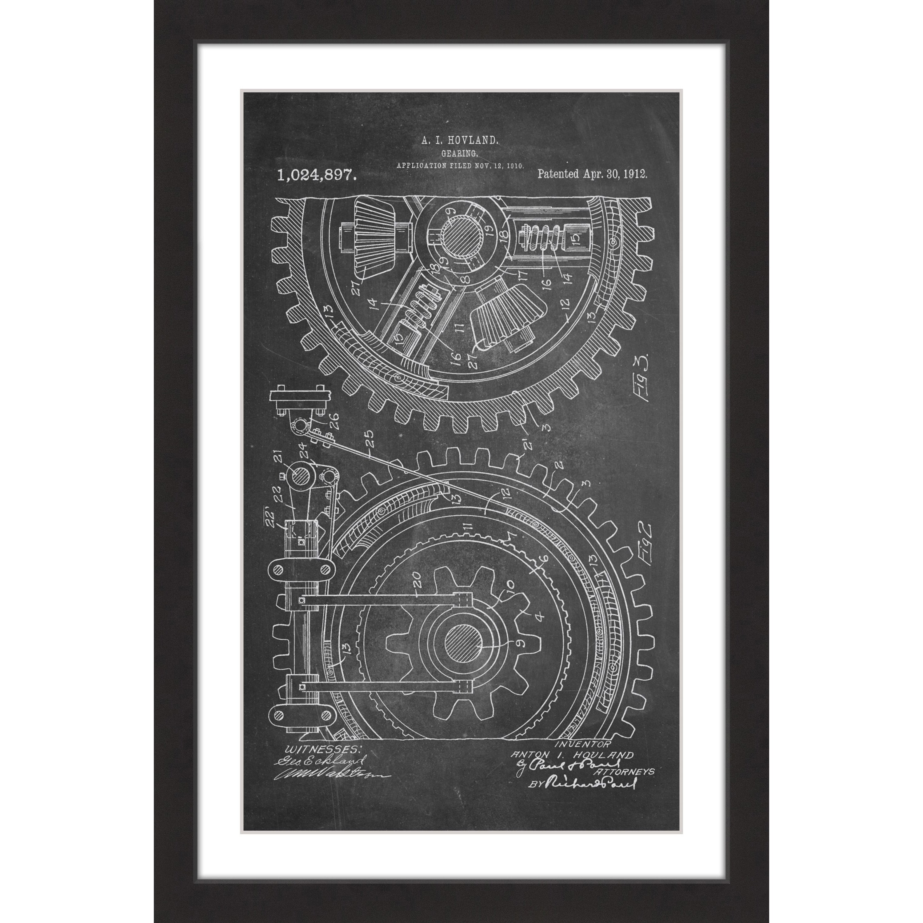 "Gears 1912 Chalk" Framed Painting Print