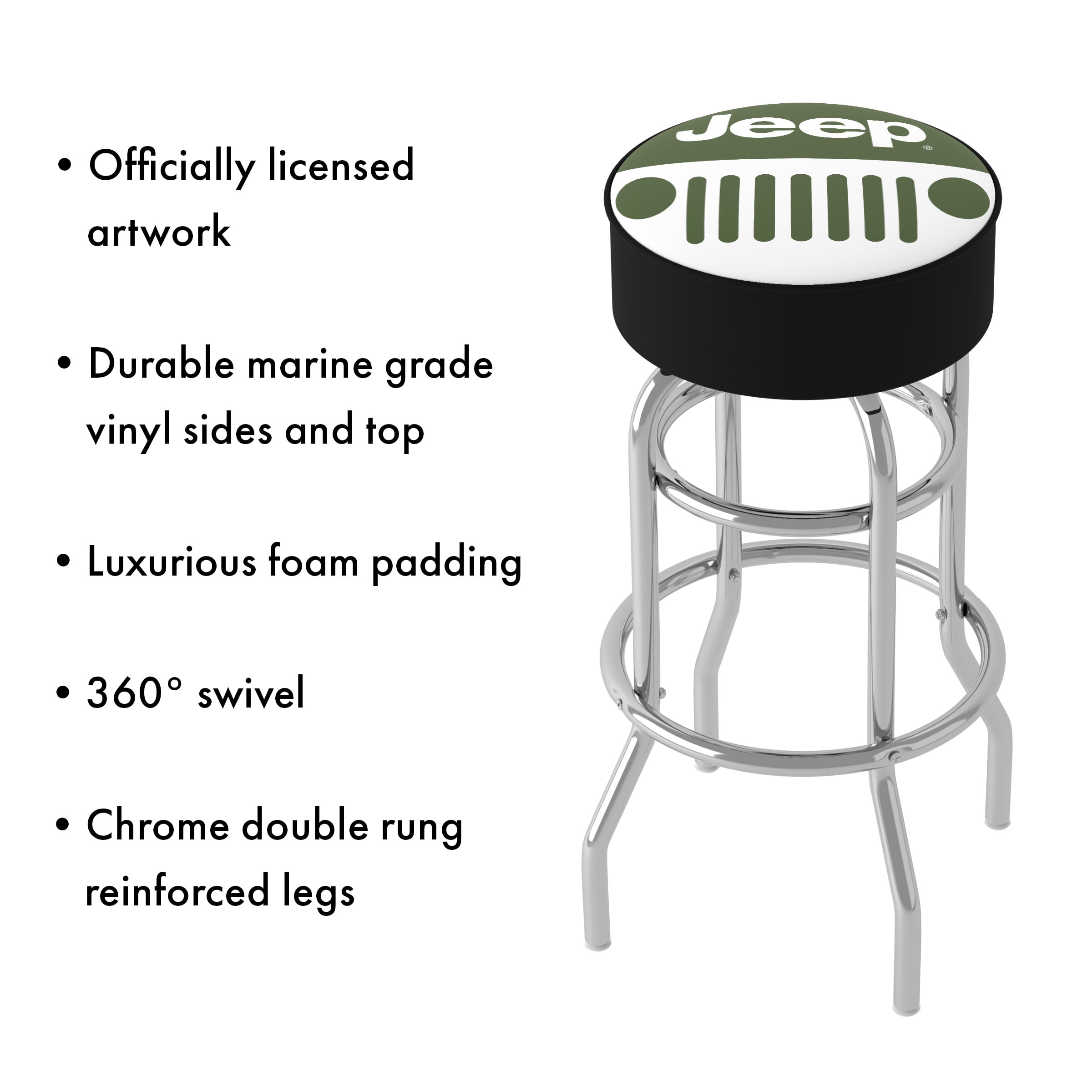 Trademark Gameroom Jeep Grille 2 Bar Stool with Padded Seat