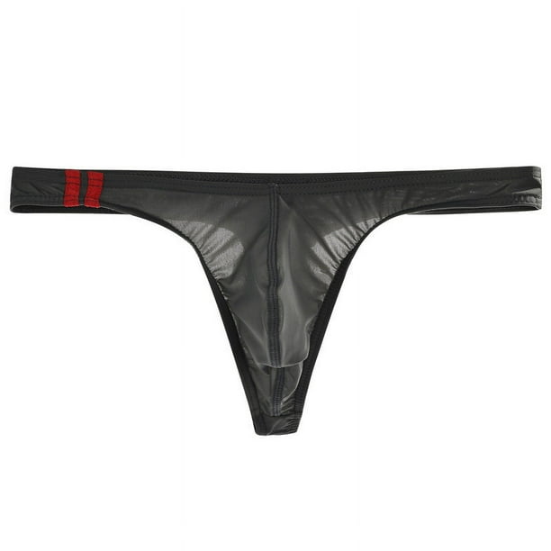 Tanga transparente de seda de hielo para hombre, ropa interior fina de cintura baja, sexy, con forma de U, pantalones cortos transpirables de verano para jóvenes