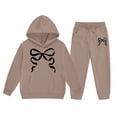 thumbnail image 2 of Angala 2 Piece Outfits For Girls Hooded Long Sleeve Bowknot Print Sweatshirt With Jogger Pants Set Girls Fall Season Wear Clothes, 2 of 3