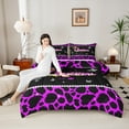 thumbnail image 4 of Castle Fairy Teens Queen Crown 3 Pieces Queen Comforter Set,Bling Butterflies Cheetah Print Ultra Soft Bedding Sets,Black Purple Bedding Comforter Set Breathable,Breathable Home Decor,Reversible, 4 of 8