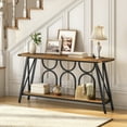thumbnail image 5 of HOOBRO 63” Console Table with Charging Station, Unique Console Table with AC Outlets and USB Ports, Sofa Table, Metal Frame, for Entryway, Hallway, Foyer, Rustic Brown and Black BF124UXG01, 5 of 10