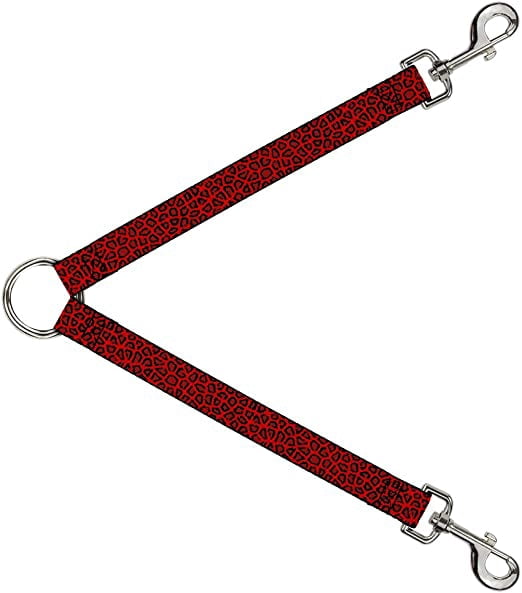 Buckle-Down Dog Leash Splitter Leopard Red 1 Foot Long 1 Inch Wide