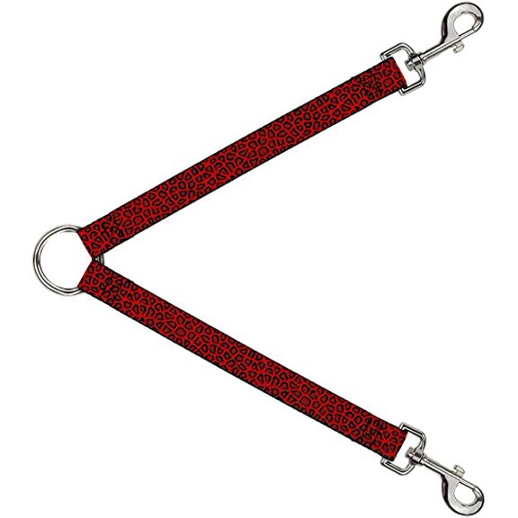 Buckle-Down Dog Leash Splitter Leopard Red 1 Foot Long 1 Inch Wide