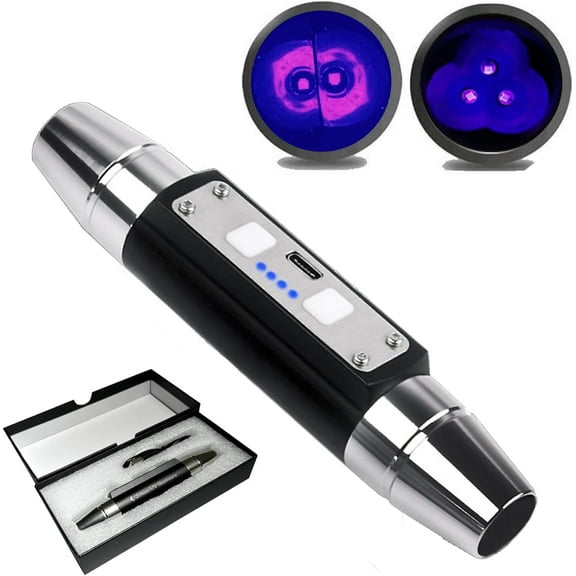 Shortwave 254nm UVC & Longwave 395nm 365nm UVA LED Flashlight, Yooperlites, Calcite, Fluorescent Minerals Phosphor, Counterfeit Currency, Tagged Stamps Detector UV LED Torch with ZWB3 Filter Glass