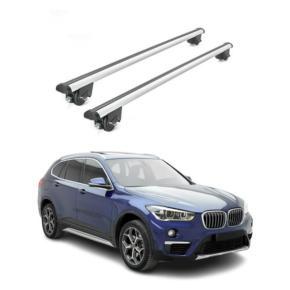 220 Lbs Luggage Roof Rack Cross Bars for BMW X1 F48 2015-2022 Alu Silver 2x