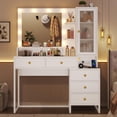 thumbnail image 6 of Amuzer Vanity Table with Lighted Mirror, Makeup Table with Drawers,Vanity Desk with Storage Shelves and Charging Station, White, 6 of 8