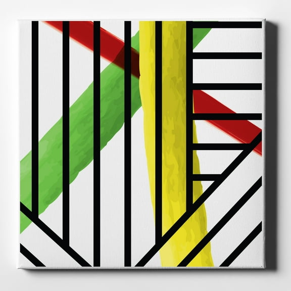 Abstract Lines and Paint Swatches - 10" x 10" - Decorative Canvas Wall Art - White Edge - 5/8" Gallery Wrapped