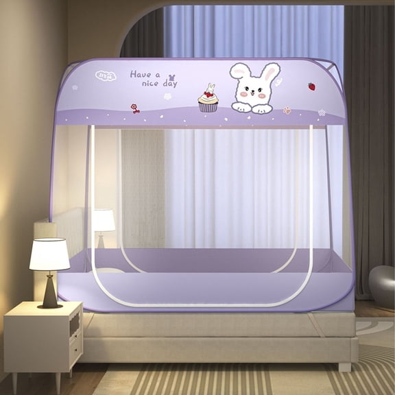 Pop Up Mosquito Net Tent for Beds, Portable Foldable Mosquito Netting with Bottom, Folding Design Mosquito Netting Bed Tent, Easy Installation, Suitable for Bedroom, Patio, Trip, Camping, Purple