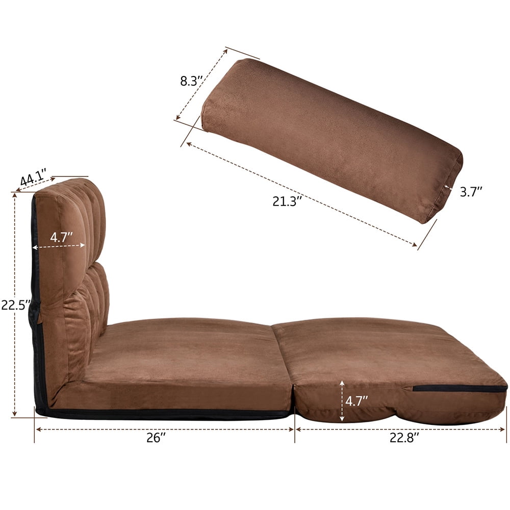 Resenkos Adjustable Lounge Sofa with 2 Pillows, Double Floor Couch Chaise
