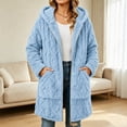 thumbnail image 2 of Kezqiaxn Womens Winter Coats Fleece Long Sleeve Thick Casual Jacket Warm Outerwear with Pockets Zip up Hoodie Plus Size Blue M, 2 of 6