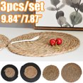 thumbnail image 1 of Vnanda 3Packs Rattan Tablemats and Woven Placemats - Natural Round Braided Water Hyacinth Weave Placemat - No-Slip Heat Resistant Mats for Table, Coasters, Pots, Pans & Teapots, 1 of 1