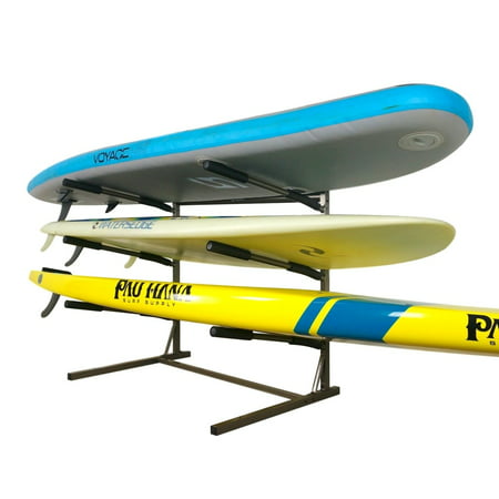 Glacik Freestanding 3-Tier Rack Storage System for SUP/Paddle Boards & Surfboards, Holds 3 Boards, Powder-Coated Rust (Best Soft Surfboard Rack)