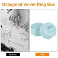 thumbnail image 4 of Uxcell Velvet Ring Box, 3 Slot Octagon Wedding Ring Display Holder Box Jewelry Ring Gift Box Light Blue, 4 of 7