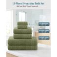 thumbnail image 3 of Casa Platino 12 Piece Towel Set, 4 Bath Towels 30x60 inch, 4 Hand Towels & 4 Washcloths, Highly Absorbent Cotton Towels for Bathroom - Oil Green, 3 of 8