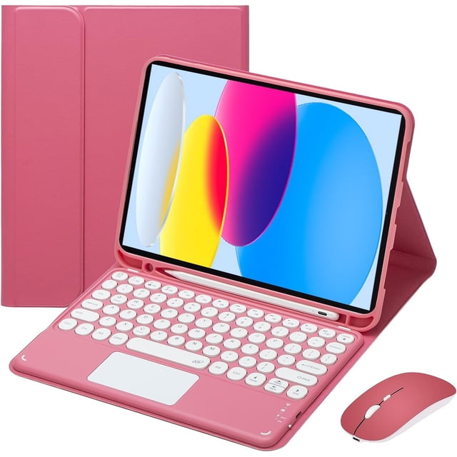 Funda con teclado táctil para iPad (A16) de 11.ª generación de 11 pulgadas (2025) y iPad de 10.ª generación de 10,9 pulgadas (2022), con ratón - Teclado Bluetooth táctil magnéticamente desmontable