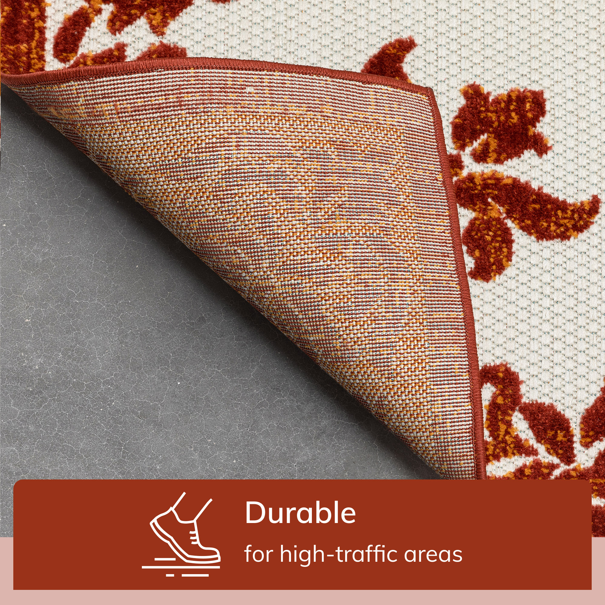 Well Woven Dorado Arid Modern Floral Terracotta Indoor/ Outdoor High-Low Pile 5'3" x 7'3" Area Rug