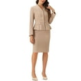 thumbnail image 3 of INSPIRE CHIC Women's Suit Sets Business Outfits Collarless Peplum Blazer Formal Pencil Skirt Suit 2 Piece Set S Khaki, 3 of 7
