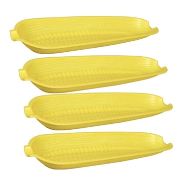 Corn Tray Sets 4-ct. Packs Corn on the Cob Dish Plastic Dishes Corn Holders Appetizers Plate for Home and Kitchen & CUSTOM Storage Carrier