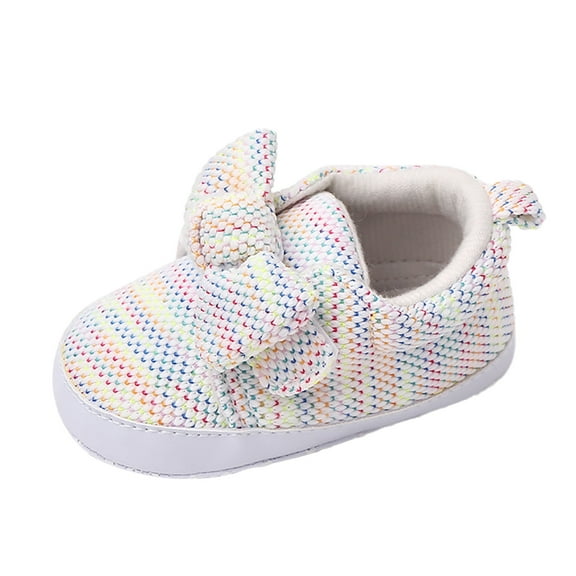 Sneakers for Girls Sizes 0-6 Months Single Bowknot First Walkers Soft Bottom Breathable Princess White Walking Shoes