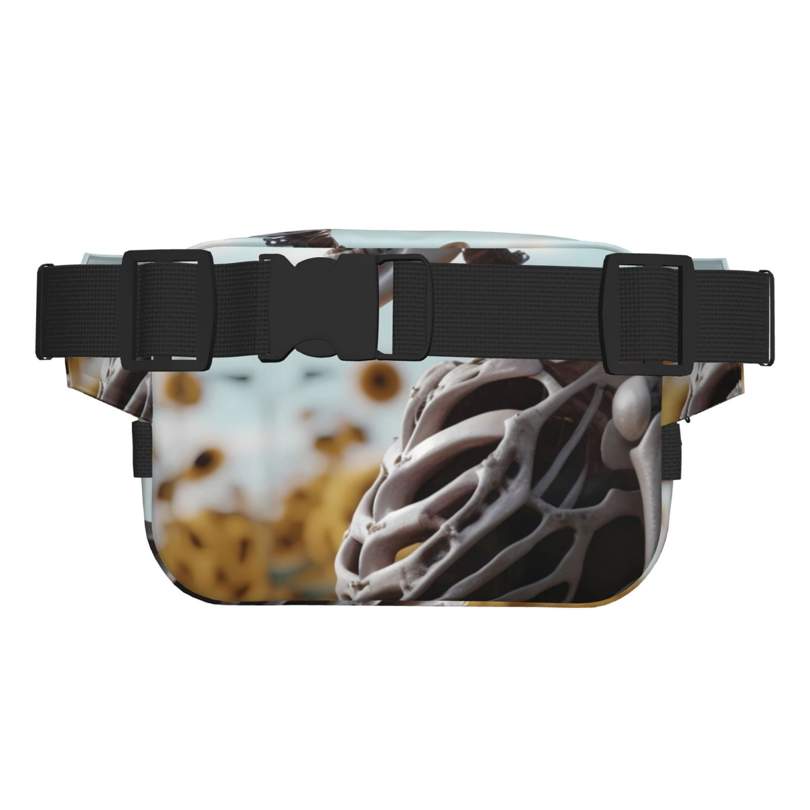 Picia Sunflower Butterfly Skull Print Square Double-Layer Waist Bag Mini Adjustable Waist Belt Bag Exercise Running Travel Hiking
