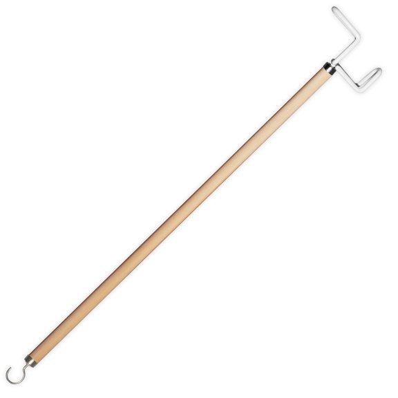 Rehabilitation Advantage 27" Lightweight Wooden Dressing Stick with C-Hook & Vinyl-Coated Push/Pull Hook