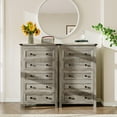 thumbnail image 2 of Grey 5 Drawer Dresser for Bedroom, Modern Wood Tall Dressers & Chests of Drawers for Bedroom, Living, Hallway, Entryway, 15.75" D x 27.56" W x 45.47" H, 2 of 8