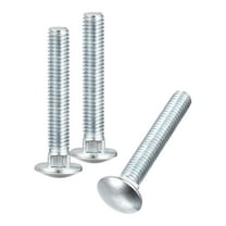 3/8-16x2-1/2" Carriage Bolt, 6pack Round Head Square Neck Screws, Carbon Steel Zinc Plated, Fully Threaded