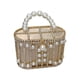 thumbnail image 3 of Bolso tipo cubo Fernando con asa de cuentas para boda fiesta graduación Beige, 3 of 8