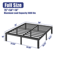 thumbnail image 6 of COMASACH 14 inch Full Bed Frame, Easy Assembly, No Box Spring Needed, Heavy Duty Metal Platform Full Size, Noise Free, Black, 6 of 7