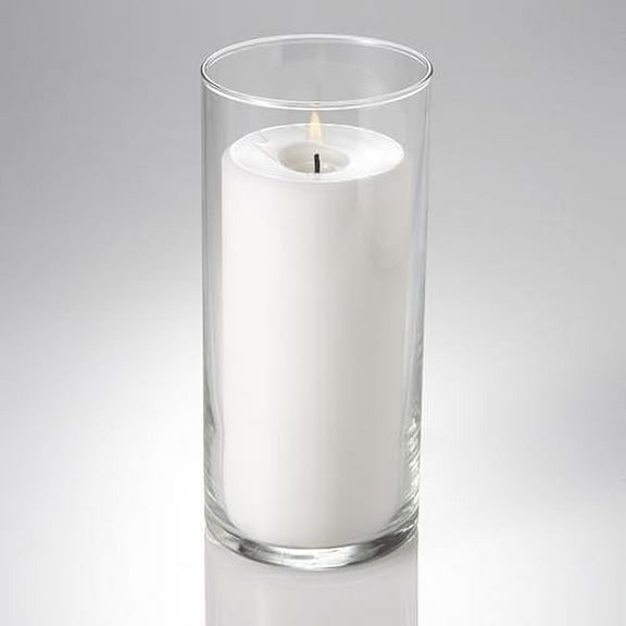 Richland Pillar Candle 6" White & Eastland Cylinder Holder 7.5" Set of 12