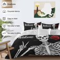 thumbnail image 5 of Welcome Skeleton Full Size Comforter Set, Abstract Funny Skull Skeleton Bone Biting A Rose Bedding for All Seasons, 4 Pcs Bed Set, 1Quiltcover (86"x86") ,1Sheet(80"x116"), 2Pillowcases (30"x20"), 5 of 9