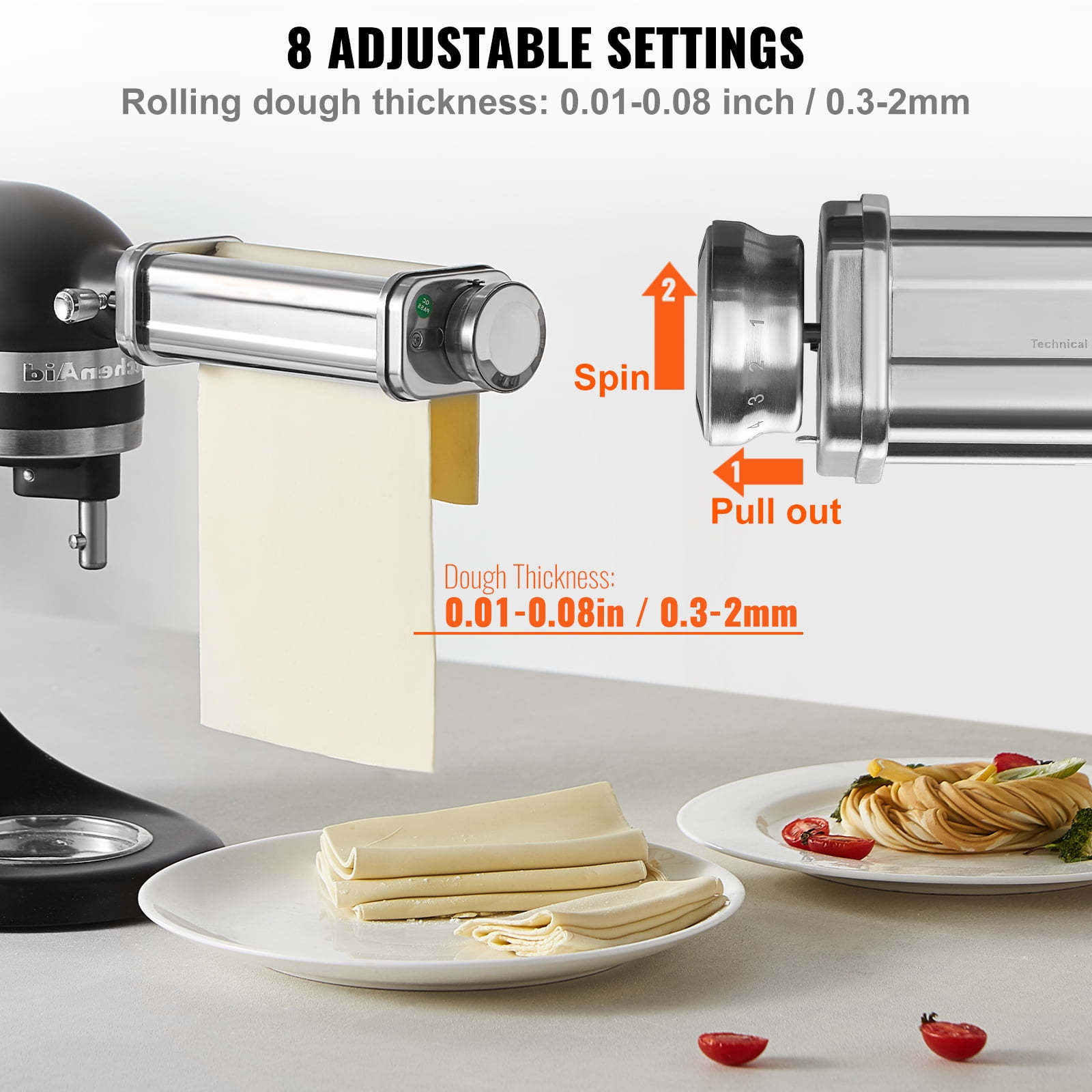 Thickness Kitchenaid Artisan Pasta VEVOR Pasta Attachment For