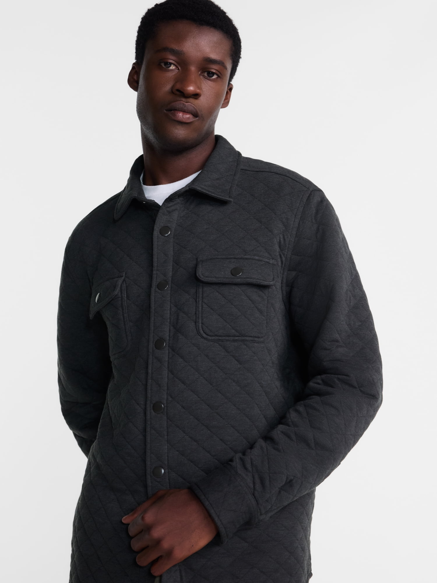 George Men's Quilted Overshirt with Long Sleeves, Sizes XS-4XLT