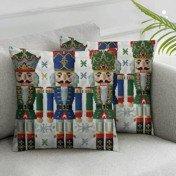 Acheng Christmas Pillow Cover Set of 2 Nutcracker Throw Pillow Holiday Decorations Cushion Cover for Bed Chair Sofa Couch White