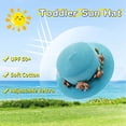 thumbnail image 3 of 52-54 cm circunferencia del sombrero sombrero de sol de verano para niños guirnalda playa al aire libre sombrero de copa plano protector solar sombrero de paja plegable azul cielo, 3 of 5
