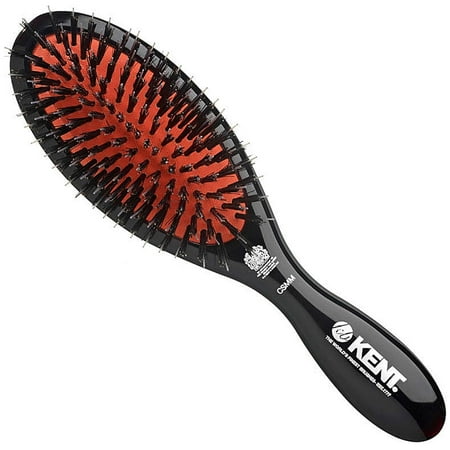 Kent CSM Classic Shine Purse Oval Cushion Straightening Brush, Natural Boar Bristle Hair Brush with Nylon Quills, Hair Brush Detangle for Thick Hair. Made in England